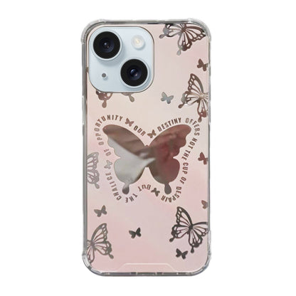 ELECTROPRIME For iPhone 15 Plus Color Painted Mirror Phone Case(Mirror pink butterfly)