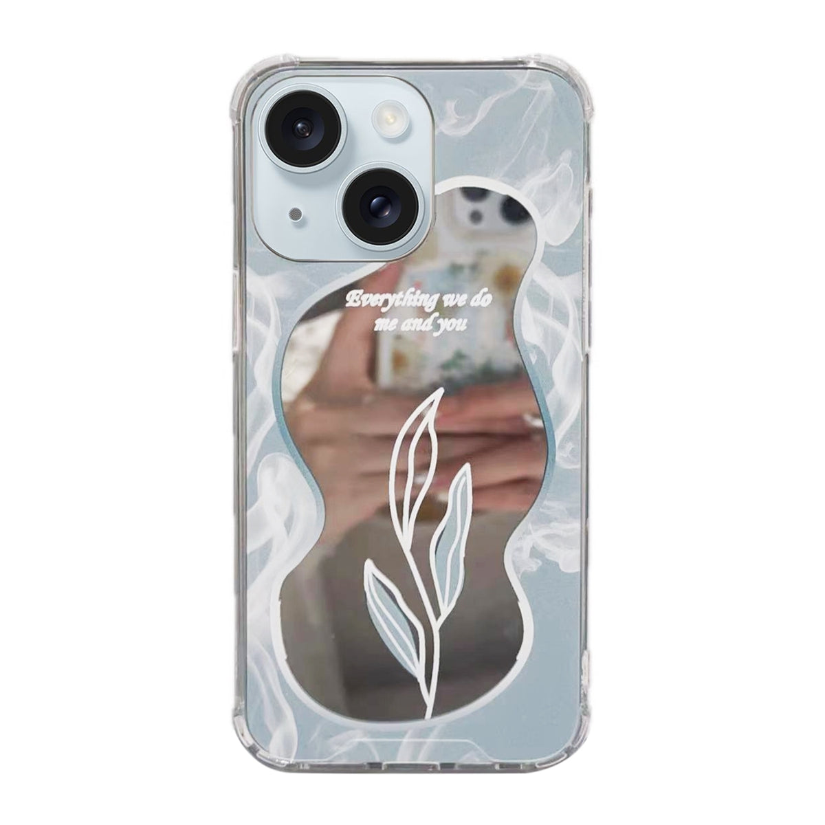 ELECTROPRIME For iPhone 15 Color Painted Mirror Phone Case(Leaf mirror)