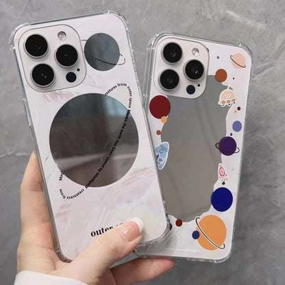 ELECTROPRIME For iPhone 15 Plus Color Painted Mirror Phone Case(Mirror pink butterfly)