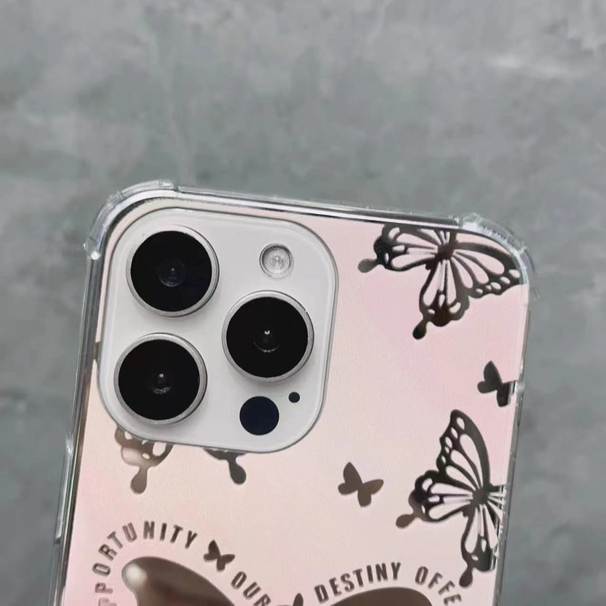 ELECTROPRIME For iPhone 15 Plus Color Painted Mirror Phone Case(Mirror pink butterfly)
