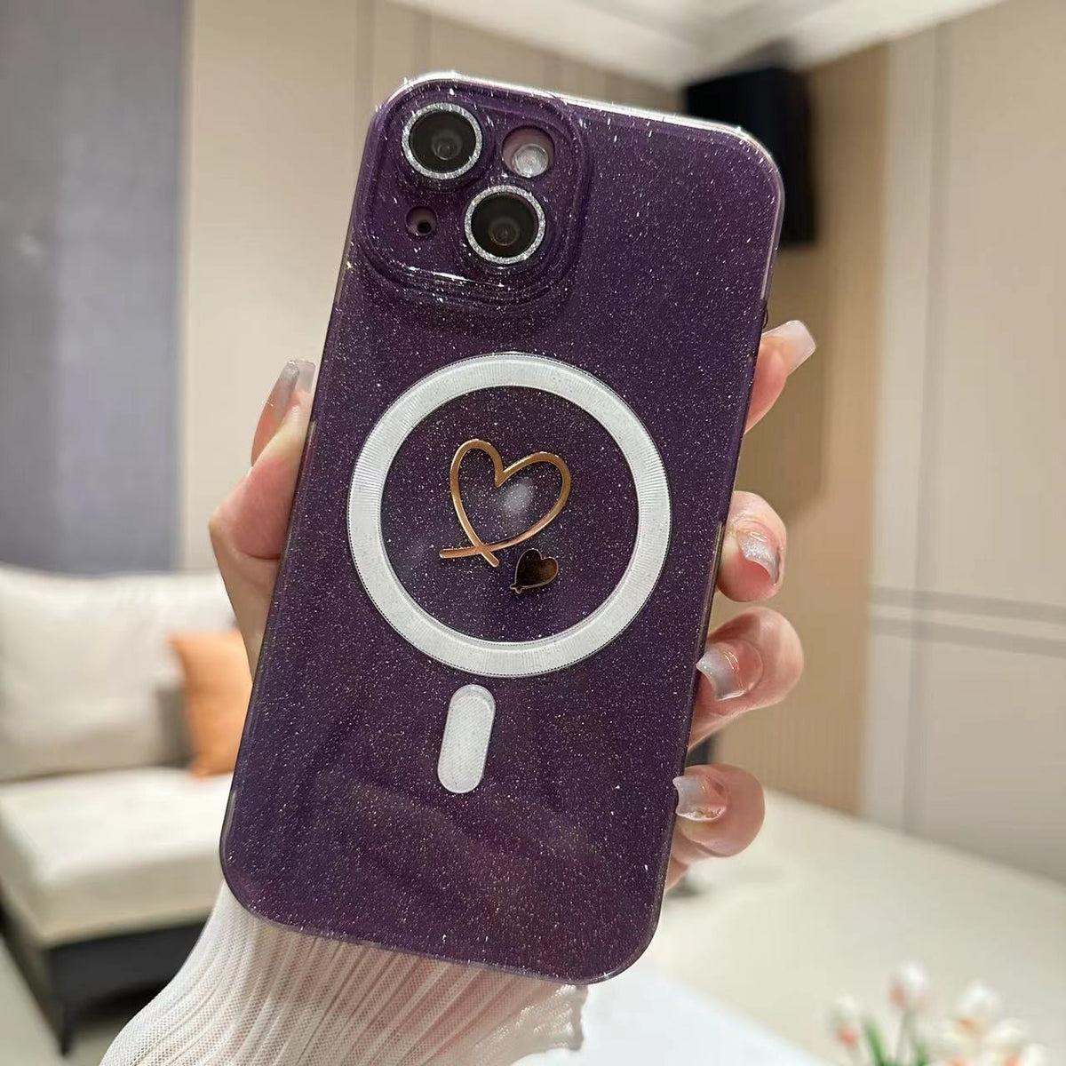 ELECTROPRIME For iPhone 15 Plus Love MagSafe Glitter Jelly TPU Phone Case(Dark Purple)