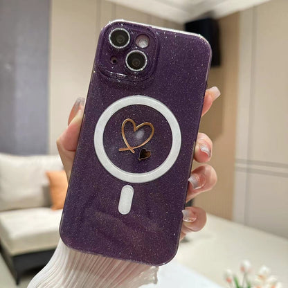 ELECTROPRIME For iPhone 15 Plus Love MagSafe Glitter Jelly TPU Phone Case(Dark Purple)