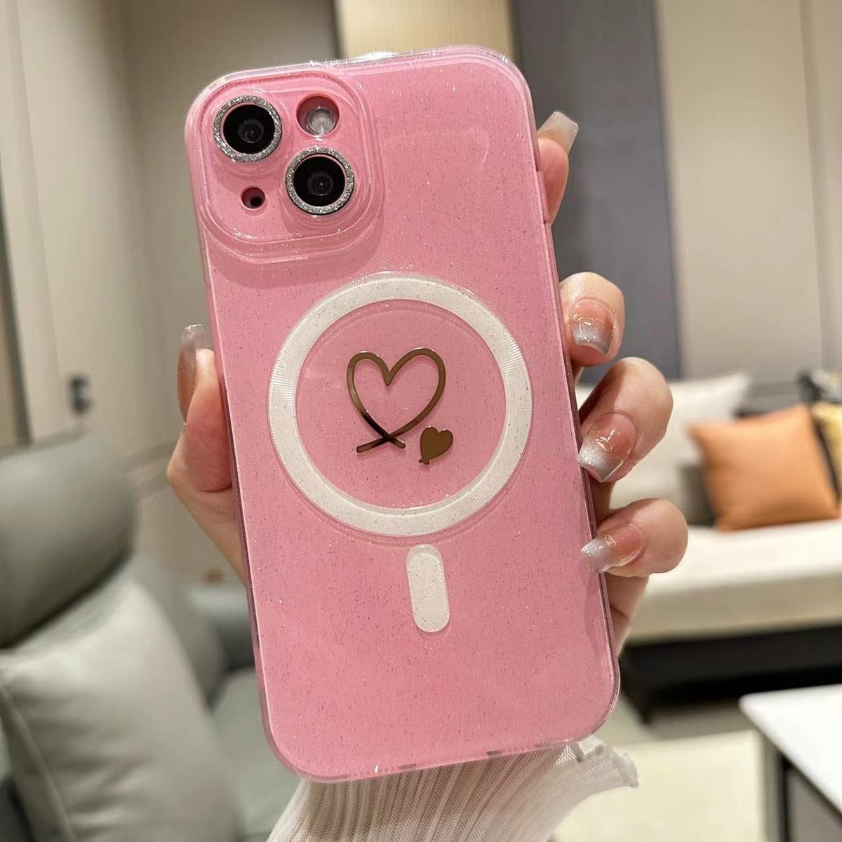 ELECTROPRIME For iPhone 15 Love MagSafe Glitter Jelly TPU Phone Case(Pink)