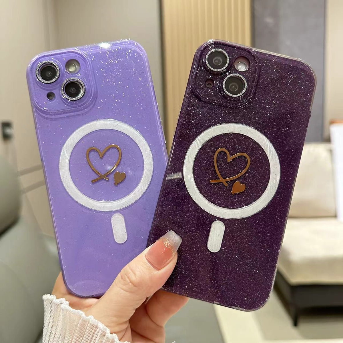 ELECTROPRIME For iPhone 15 Plus Love MagSafe Glitter Jelly TPU Phone Case(Dark Purple)