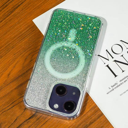 ELECTROPRIME For iPhone 15 Gradient Glitter Starry MagSafe Phone Case(Gradient Green)
