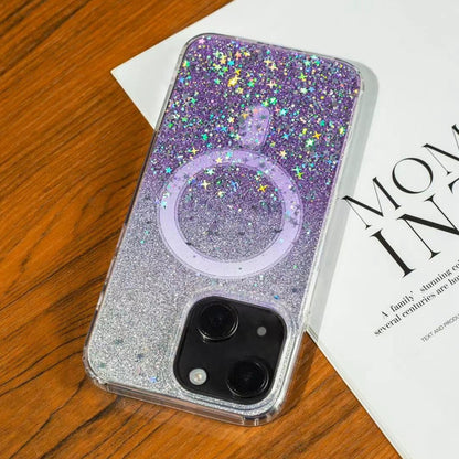ELECTROPRIME For iPhone 15 Gradient Glitter Starry MagSafe Phone Case(Gradient Purple)