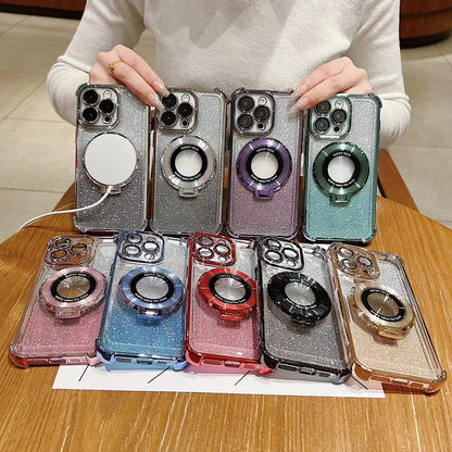 ELECTROPRIME For iPhone 15 Plus Invisible Holder Gradient Glitter Magsafe Phone Case(Silver)