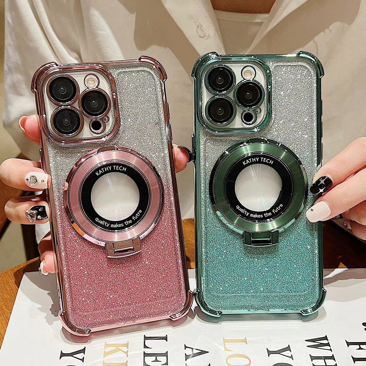 ELECTROPRIME For iPhone 15 Plus Invisible Holder Gradient Glitter Magsafe Phone Case(Silver)