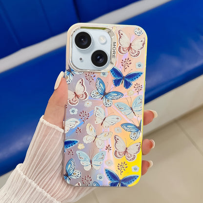ELECTROPRIME For iPhone 15 Electroplating Laser Butterfly Phone Case(Blue Butterflies AB4)