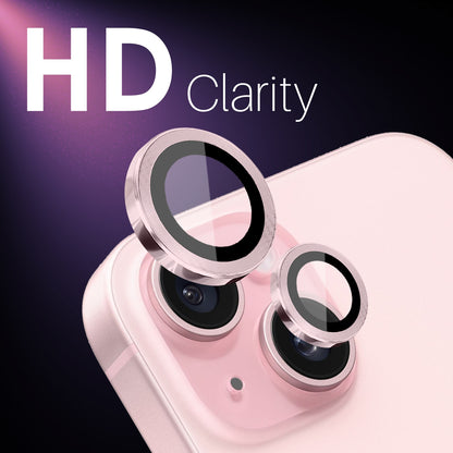 ELECTROPRIME For iPhone 15 / 15 Plus / 14 / 14 Plus NORTHJO 3 Set 6pcs Camera Lens Protector Cover Metal Ring Film(Pink)