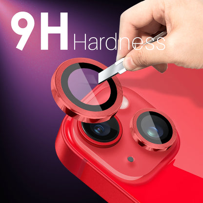 ELECTROPRIME For iPhone 15 / 15 Plus / 14 / 14 Plus NORTHJO 3 Set 6pcs Camera Lens Protector Cover Metal Ring Film(Red)
