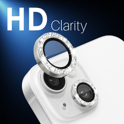ELECTROPRIME For iPhone 15 / 15 Plus / 14 / 14 Plus NORTHJO 3 Set 6pcs Camera Lens Protector Glitter Metal Ring Film(Silver)