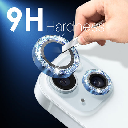 ELECTROPRIME For iPhone 15 / 15 Plus / 14 / 14 Plus NORTHJO 3 Set 6pcs Camera Lens Protector Glitter Metal Ring Film(Blue)