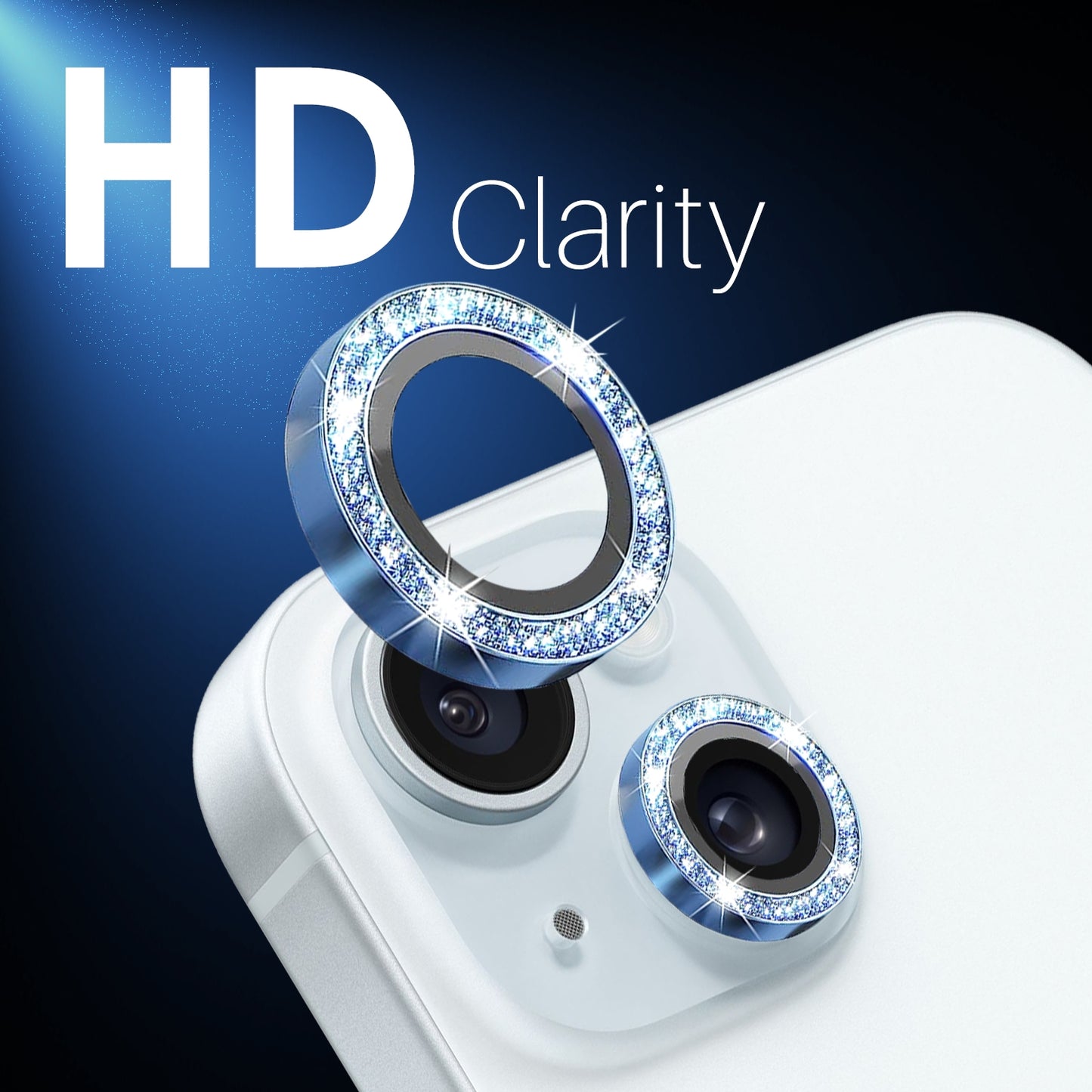 ELECTROPRIME For iPhone 15 / 15 Plus / 14 / 14 Plus NORTHJO 3 Set 6pcs Camera Lens Protector Glitter Metal Ring Film(Blue)