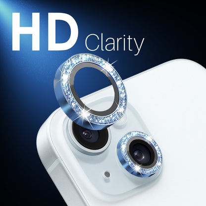 ELECTROPRIME For iPhone 15 / 15 Plus / 14 / 14 Plus NORTHJO 3 Set 6pcs Camera Lens Protector Glitter Metal Ring Film(Blue)
