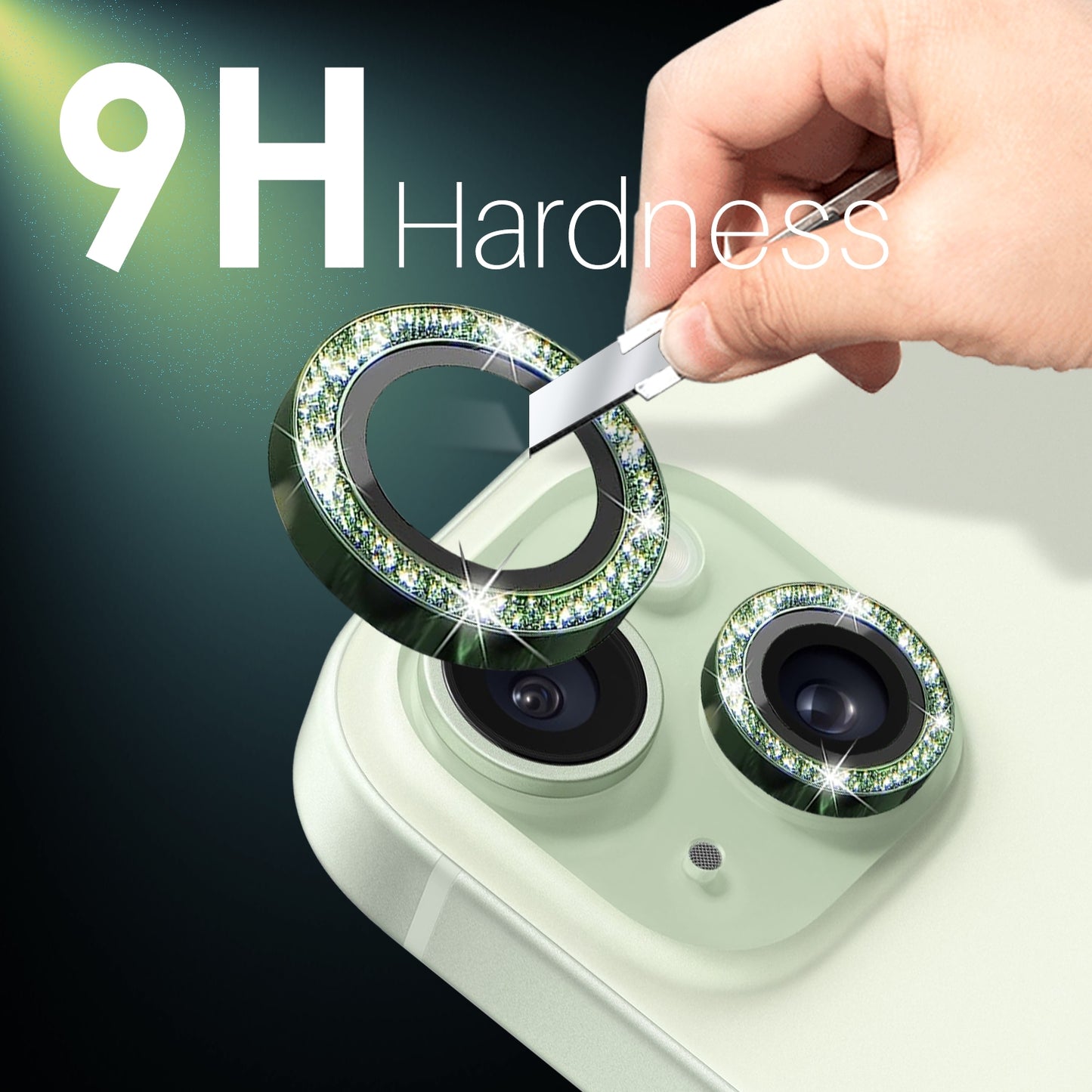 ELECTROPRIME For iPhone 15 / 15 Plus / 14 / 14 Plus NORTHJO 3 Set 6pcs Camera Lens Protector Glitter Metal Ring Film(Green)