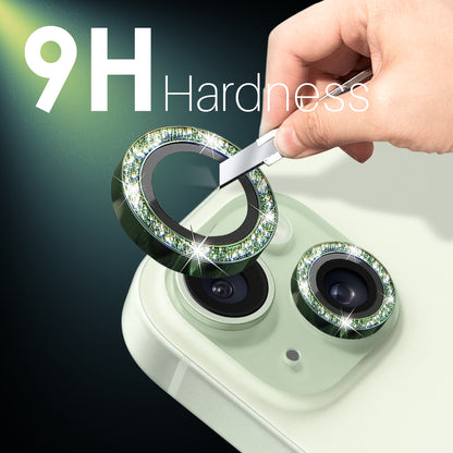ELECTROPRIME For iPhone 15 / 15 Plus / 14 / 14 Plus NORTHJO 3 Set 6pcs Camera Lens Protector Glitter Metal Ring Film(Green)