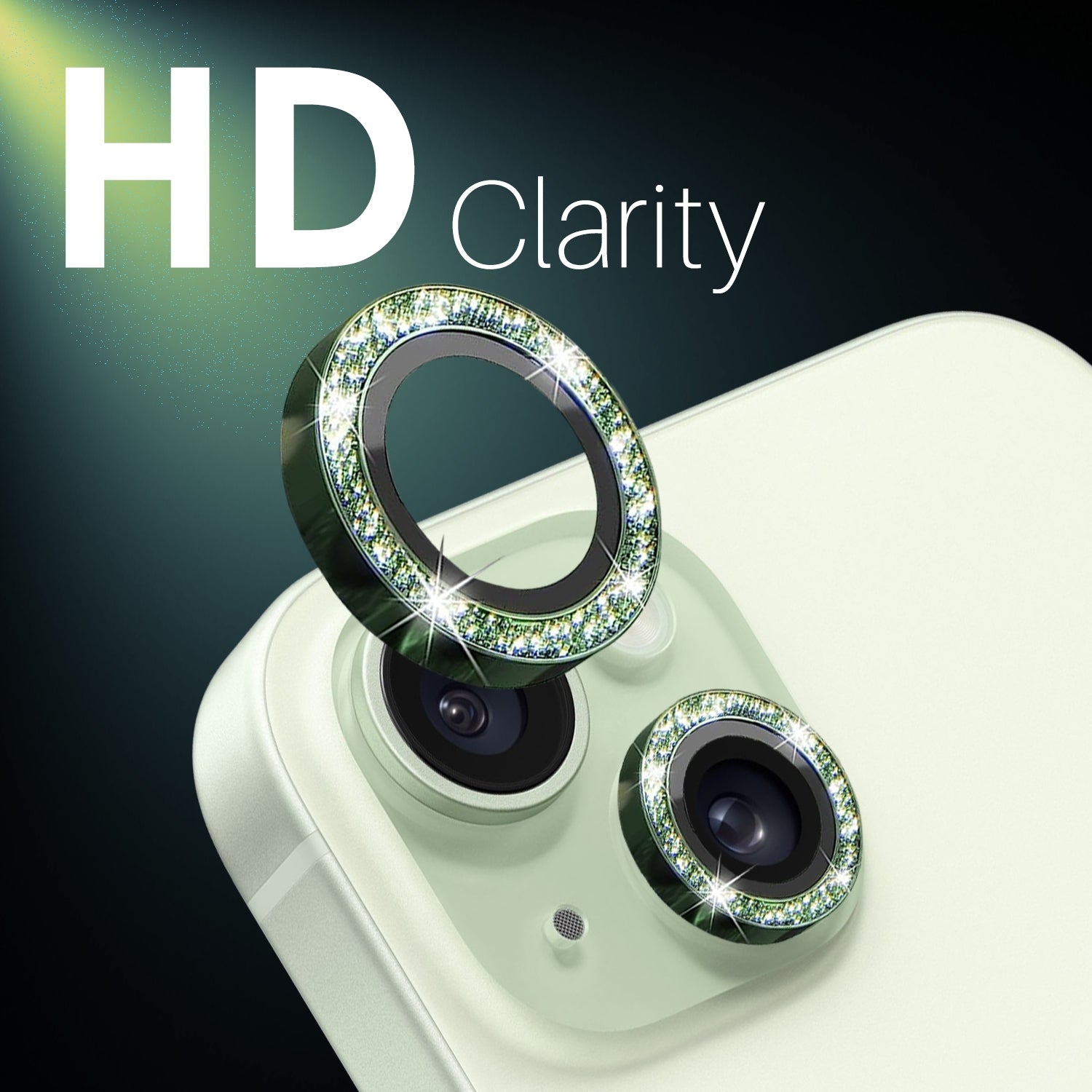 ELECTROPRIME For iPhone 15 / 15 Plus / 14 / 14 Plus NORTHJO 3 Set 6pcs Camera Lens Protector Glitter Metal Ring Film(Green)