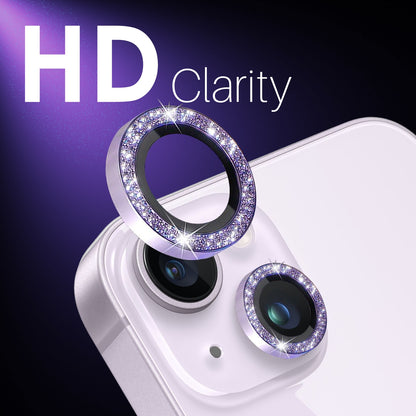 ELECTROPRIME For iPhone 15 / 15 Plus / 14 / 14 Plus NORTHJO 3 Set 6pcs Camera Lens Protector Glitter Metal Ring Film(Purple)