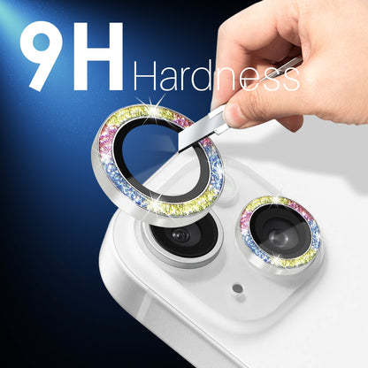 ELECTROPRIME For iPhone 15 / 15 Plus / 14 / 14 Plus NORTHJO 3 Set 6pcs Camera Lens Protector Glitter Metal Ring Film(Colorful)