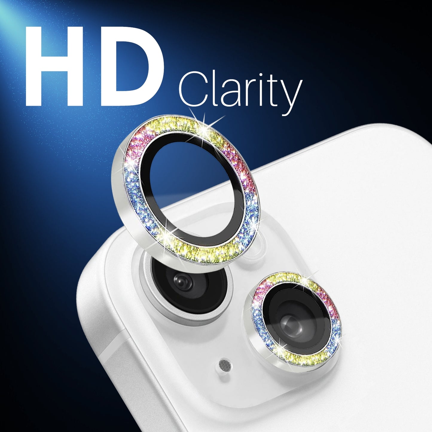 ELECTROPRIME For iPhone 15 / 15 Plus / 14 / 14 Plus NORTHJO 3 Set 6pcs Camera Lens Protector Glitter Metal Ring Film(Colorful)