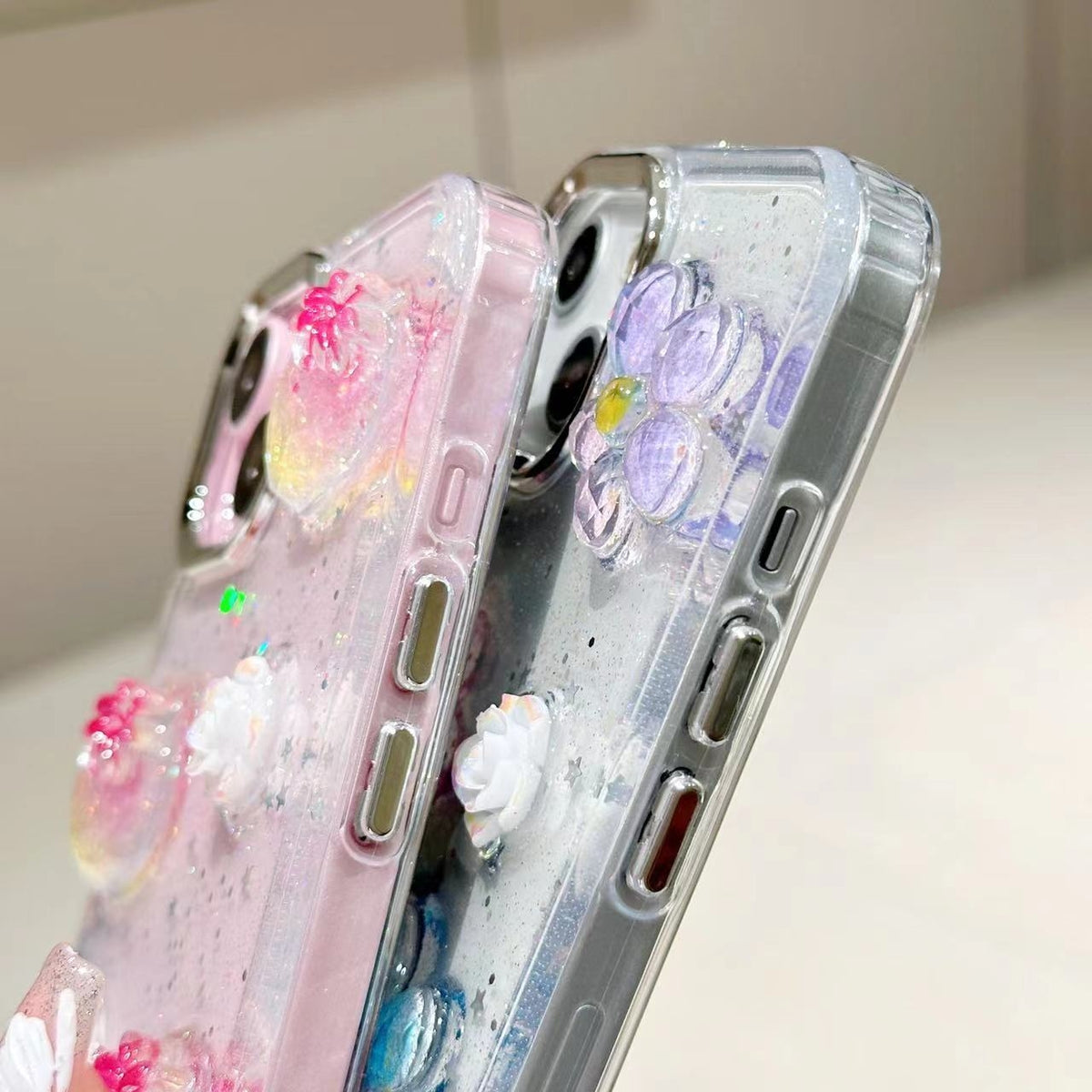 ELECTROPRIME For iPhone 15 Plus 3D Flower Glitter Epoxy TPU Phone Case(Colorful Flowers)