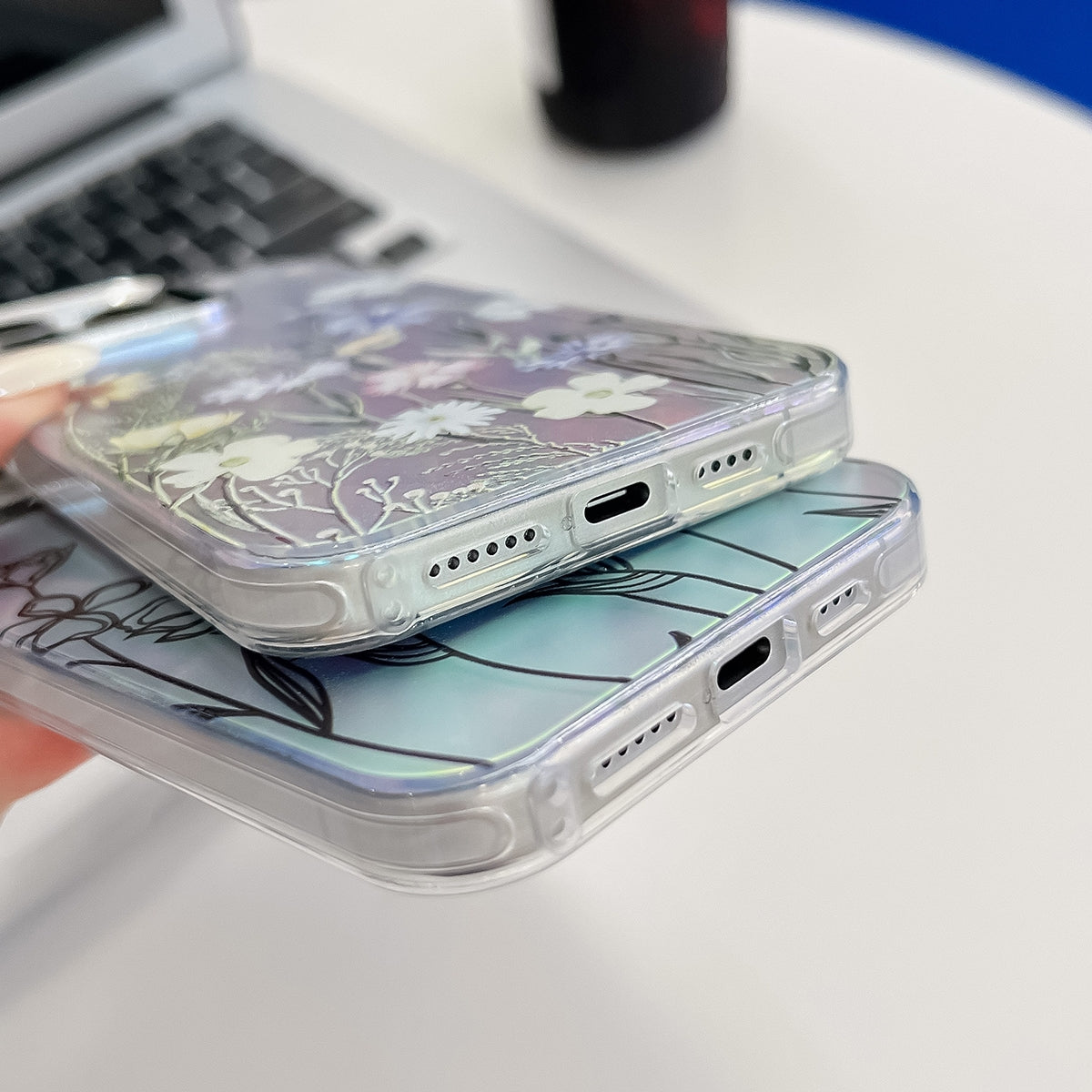 ELECTROPRIME For iPhone 15 Electroplating Laser Flower Texture TPU Phone Case(Morning Glory AH16)