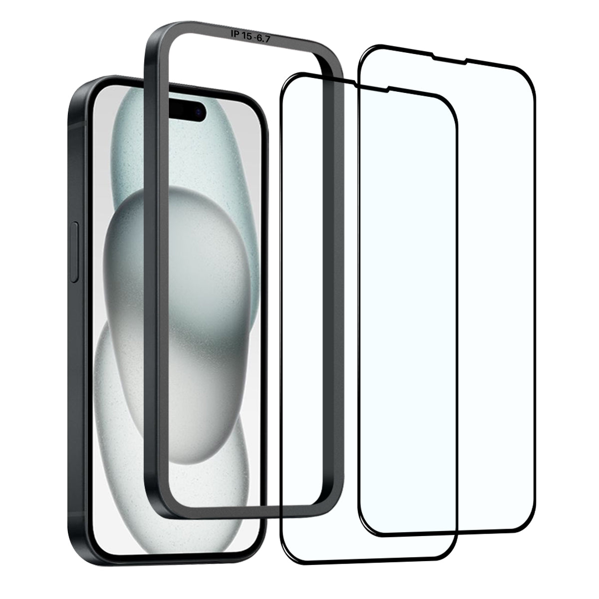 ELECTROPRIME For iPhone 15 Plus NORTHJO 2pcs A++ Tempered Glass Film with Installation Frame