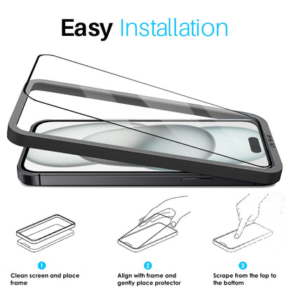 ELECTROPRIME For iPhone 15 Plus NORTHJO 2pcs A++ Tempered Glass Film with Installation Frame