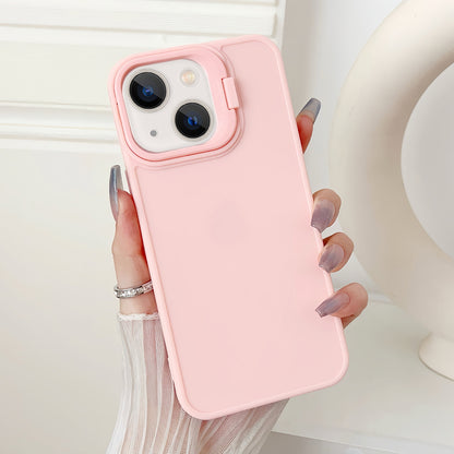 ELECTROPRIME For iPhone 15 Plus Lens Frame Holder Shockproof Phone Case(Pink)