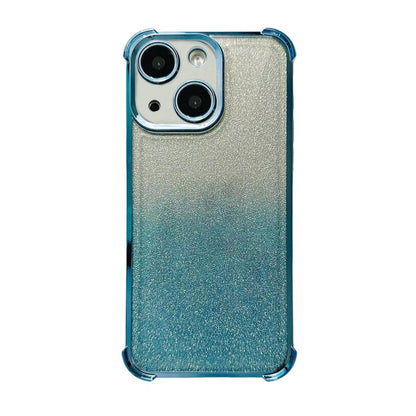 ELECTROPRIME For iPhone 15 Electrpolated Glitter Four-corner Shockproof Space TPU Phone Case(Gradient Blue)