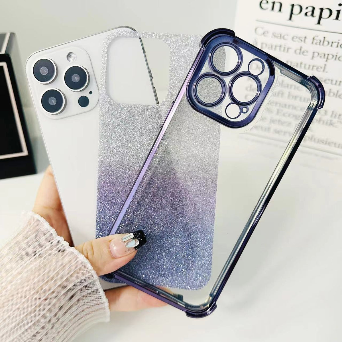 ELECTROPRIME For iPhone 15 Plus Electrpolated Glitter Four-corner Shockproof Space TPU Phone Case(Gradient Silver)