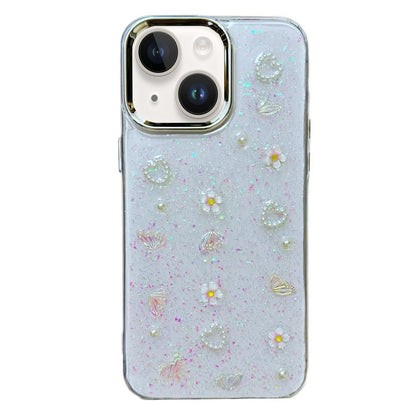 ELECTROPRIME For iPhone 15 Plus 3D Bow Pearl Love Flower TPU Phone Case(Butterfly Love Flowers)