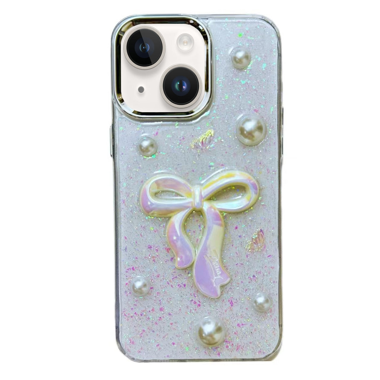 ELECTROPRIME For iPhone 15 3D Bow Pearl Love Flower TPU Phone Case(Pearl Bow)