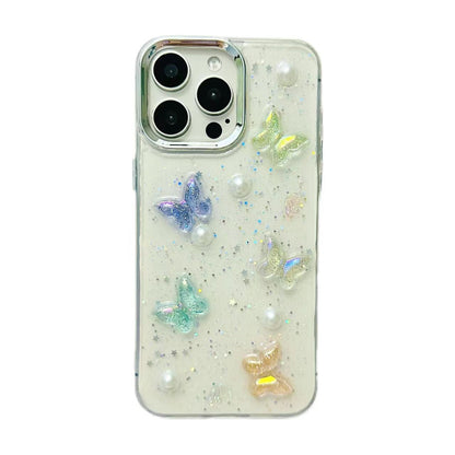 ELECTROPRIME For iPhone 15 Plus 3D Colorful Crystal Butterfly TPU Phone Case(Butterfly Pearl)