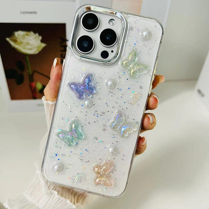 ELECTROPRIME For iPhone 15 Plus 3D Colorful Crystal Butterfly TPU Phone Case(Butterfly Pearl)