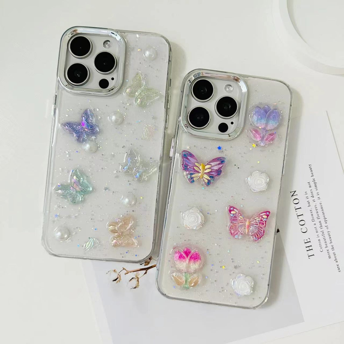 ELECTROPRIME For iPhone 15 Plus 3D Colorful Crystal Butterfly TPU Phone Case(Butterfly Pearl)