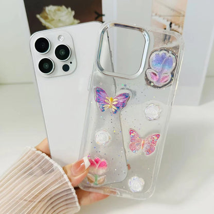 ELECTROPRIME For iPhone 15 Plus 3D Colorful Crystal Butterfly TPU Phone Case(Butterfly Pearl)