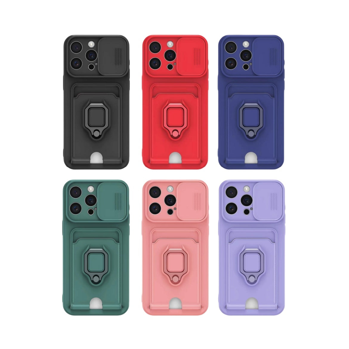 ELECTROPRIME For iPhone 15 Plus Sliding Camshield Magnetic Card Holder Silicone Phone Case(Dark Night Green)