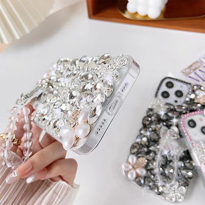 ELECTROPRIME For iPhone 15 Plus Handmade Butterfly Diamond Inlay PC Phone Case(White)