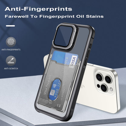 ELECTROPRIME For iPhone 15 Plus Card Bag Holder Acrylic Hybrid TPU Phone Case(Blue)