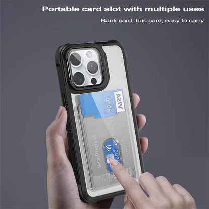 ELECTROPRIME For iPhone 15 Plus Card Bag Holder Acrylic Hybrid TPU Phone Case(Blue)