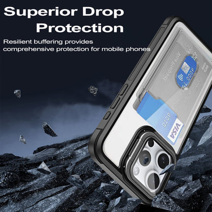 ELECTROPRIME For iPhone 15 Plus Card Bag Holder Acrylic Hybrid TPU Phone Case(Blue)