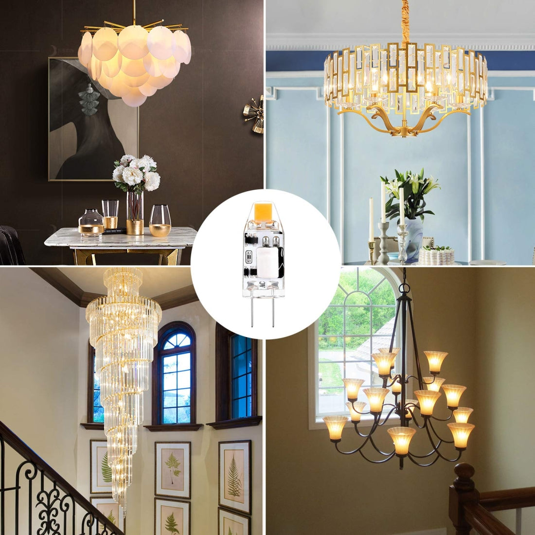 ELECTROPRIME G4 1W 1 LEDs 110LM Bulb Chandelier Light Super Bright COB Silicone Bulbs,AC/DC 10-20V
