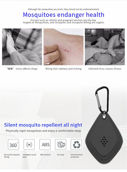 ELECTROPRIME Outdoor Mosquito Repellent Portable Ultrasonic Insect Repellent Insecticide USB Charging Intelligent Frequency Conversion(Black)