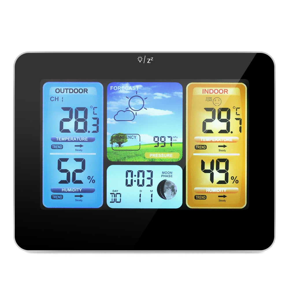 ELECTROPRIME FJ3373   Weather Station Wireless Indoor Outdoor Sensor Multifunction Thermometer Hygrometer Digital Alarm Clock Barometer Forecast