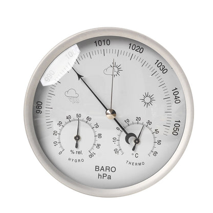 ELECTROPRIME THB9392 132mm Wall Mounted Digital Thermometer Hygrometer Household High Accuracy Pressure Gauge Air Weather Instrument Barometer(Silver)
