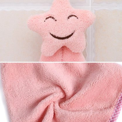 ELECTROPRIME Smiling Face Hanging Coral Velvet Absorbent Hand Towels(Purple)