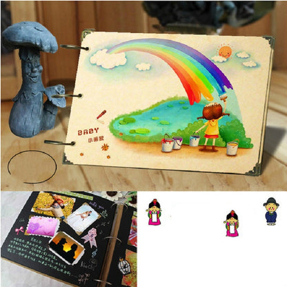 ELECTROPRIME 10 inch DIY Paste Retro Loose-leaf Iron Hoop Photo Album(15 Kraft Card +15 Black Card Pages)