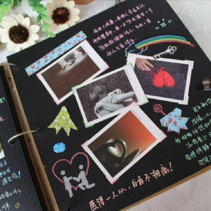 ELECTROPRIME 10 inch DIY Paste Retro Loose-leaf Iron Hoop Photo Album(15 Kraft Card +15 Black Card Pages)